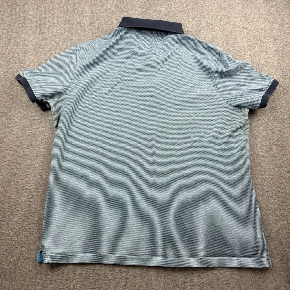 Banana Republic‎ Slim Fit Dress Polo Men's XXL Blue Striped Short Sleeve Cotton
